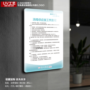 亚克力消毒供应室工作流程消毒隔离口腔诊所规章制度牙科门诊医院工作职责管理制度牌全套标识牌提示牌定做