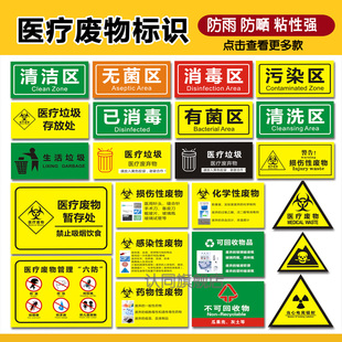 医疗废物标识医院垃圾分类危险废物标识贴纸医疗废物暂存处警示标识药物性病理性感染性垃级标签提示贴纸