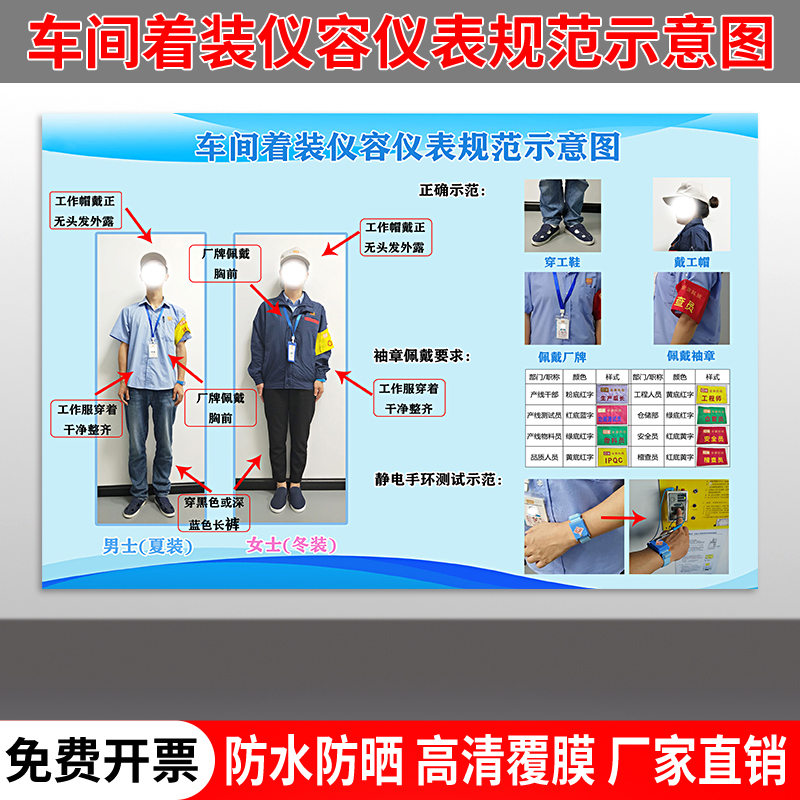 认同PP贴纸防水防晒车间仪容仪表