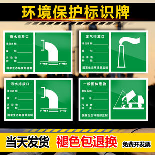 废气排放口标识牌危险废物贮存场所一般固体废物雨水污水噪声排放源环保标志危废标识牌固废间环保警示牌铝板