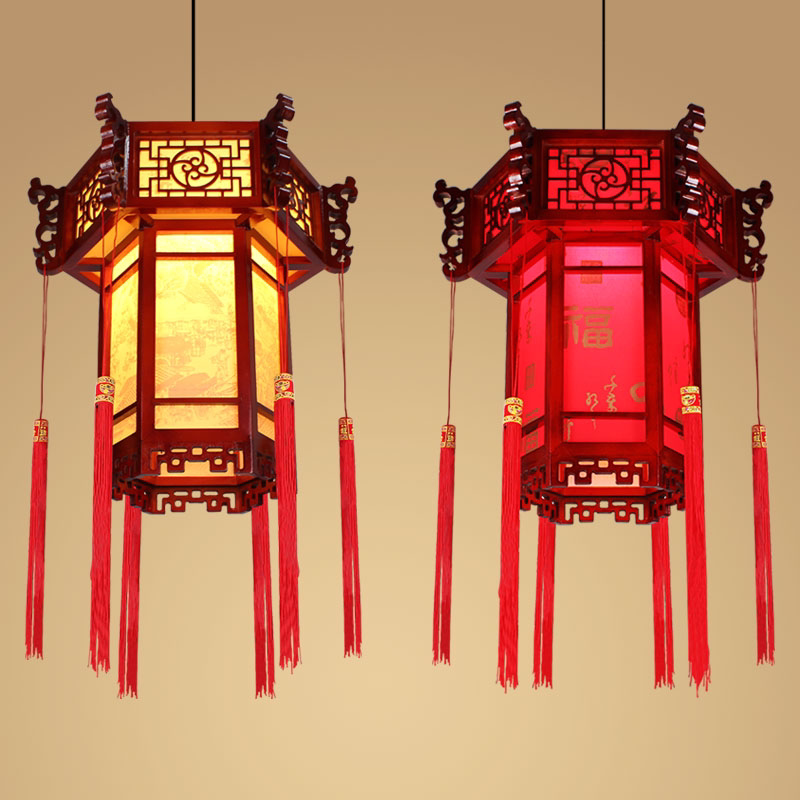 中式宫灯灯笼吊灯过道走廊阳台乔迁门厅茶楼led中国风仿古实木灯