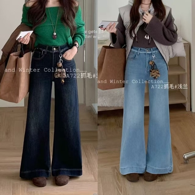 柔柔家加绒抓毛牛仔裤2025秋季