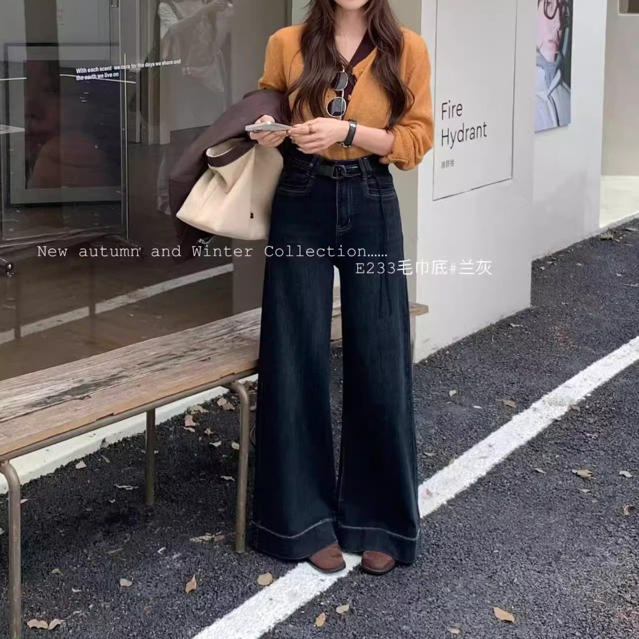 柔柔家2025秋季加绒弹力阔腿裤