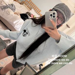 毛衣女潮251075 米奇头字母刺绣宽松开衫 GOD正版 财神家2025年秋季