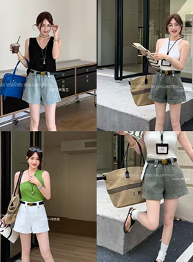 柔柔家实拍牛仔短裤2026夏季新款高腰修身显瘦休闲牛仔裤短裤A823