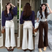 柔柔家小个子2026春季 A768 不贴腿微喇裤 牛仔裤 弹力高腰显瘦喇叭裤