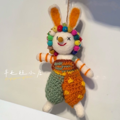 尼泊尔羊毛毡钥匙扣可爱动物挂件
