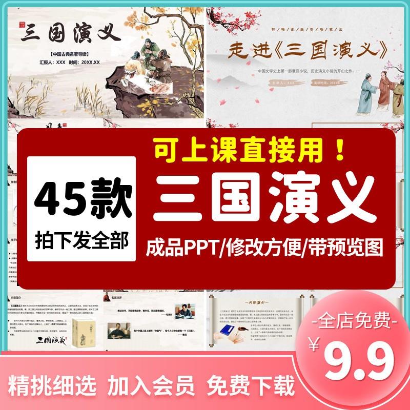 中国古典小说四大名著经典文学三国演义导读阅读理解课件PPT模板