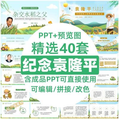 杂交水稻之父袁隆平PPT静动态模板 主题班会英雄介绍教学成品课件