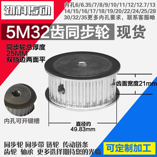 劲科铝合金同步htd5m32两面带宽