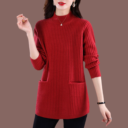 高端羊绒衫半高领宽松加厚毛衣