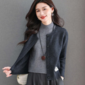 恒源祥假两件毛衣女外穿秋冬新款 针织衫 加厚上衣拼接羊毛衫 短款