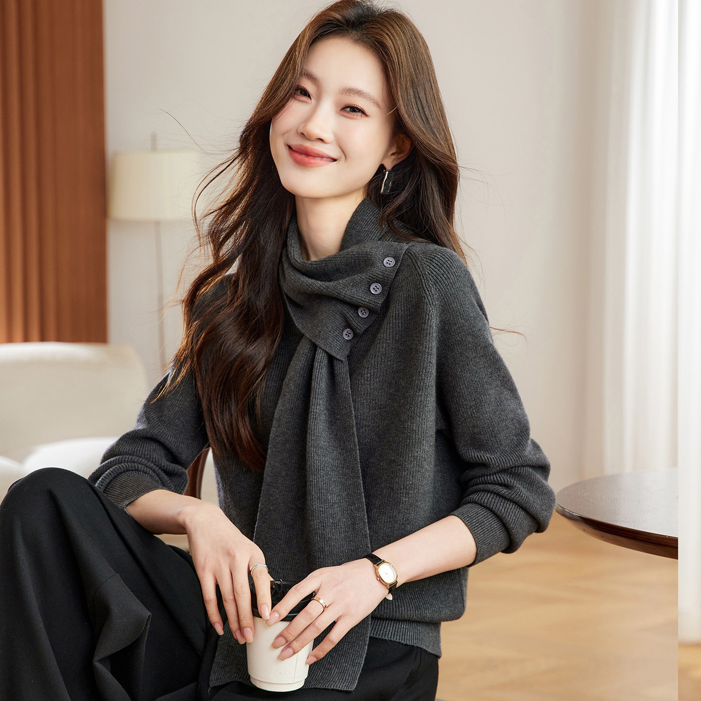 恒源祥围巾领羊毛衫女2025新款