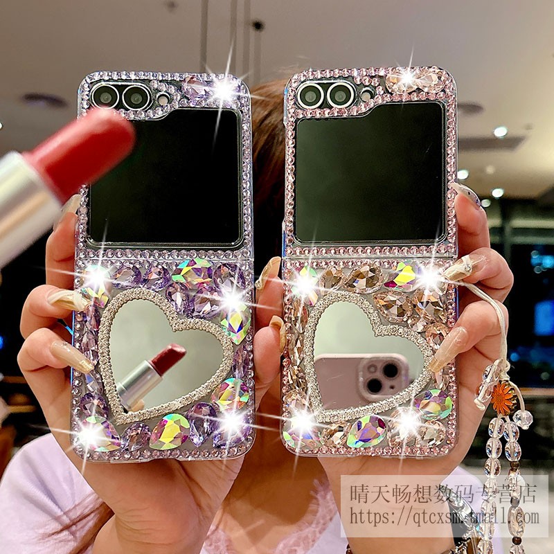 三星zflip7手机壳带挂绳防摔镜子