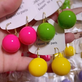 2025新款 糖果色独特复古耳环玫红色粉色耳坠甜美彩色多巴胺耳饰