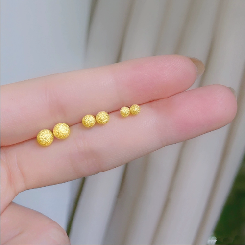 磨砂黄金耳钉女钛钢豆豆耳环