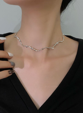 新款平替波浪纹轻奢小众INS项链