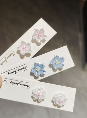 925银针小清新花朵耳钉女简约森系新款耳环甜美百搭通勤ins风耳饰