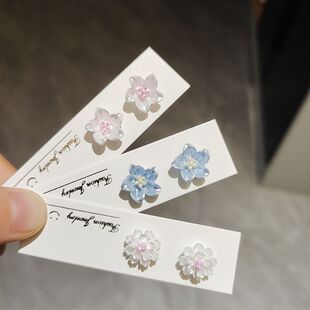 925银针小清新花朵耳钉女简约森系新款耳环甜美百搭通勤ins风耳饰