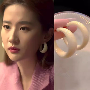 刘亦菲同款耳环玫瑰的故事黄亦玫耳饰耳圈女气质百搭小众高级简约