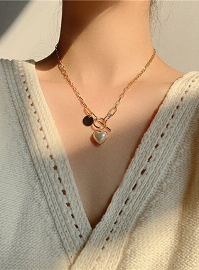 小众设计感爱心长款冷淡风毛衣链