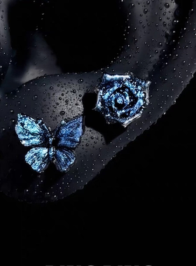 极光蝶梦双耳洞耳钉树脂耳骨钉蓝色蝴蝶耳饰女耳蜗钉