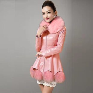 仿狐狸毛领加棉保暖大衣特价 冬装 服皮衣外套女中长款 皮草修身 新款