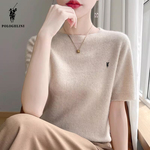 POLO五分袖针织衫内搭保罗短袖t恤打底衫圆领中袖薄毛衣宽松上衣