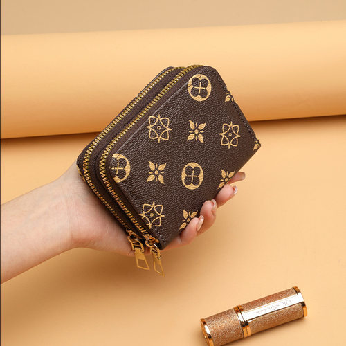 女士钱包双拉链欧美复古双拉链