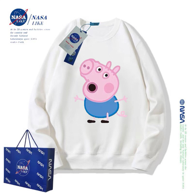 NASA联名儿童装小猪佩奇乔治圆领卫衣秋冬加厚高端一体绒大码外套