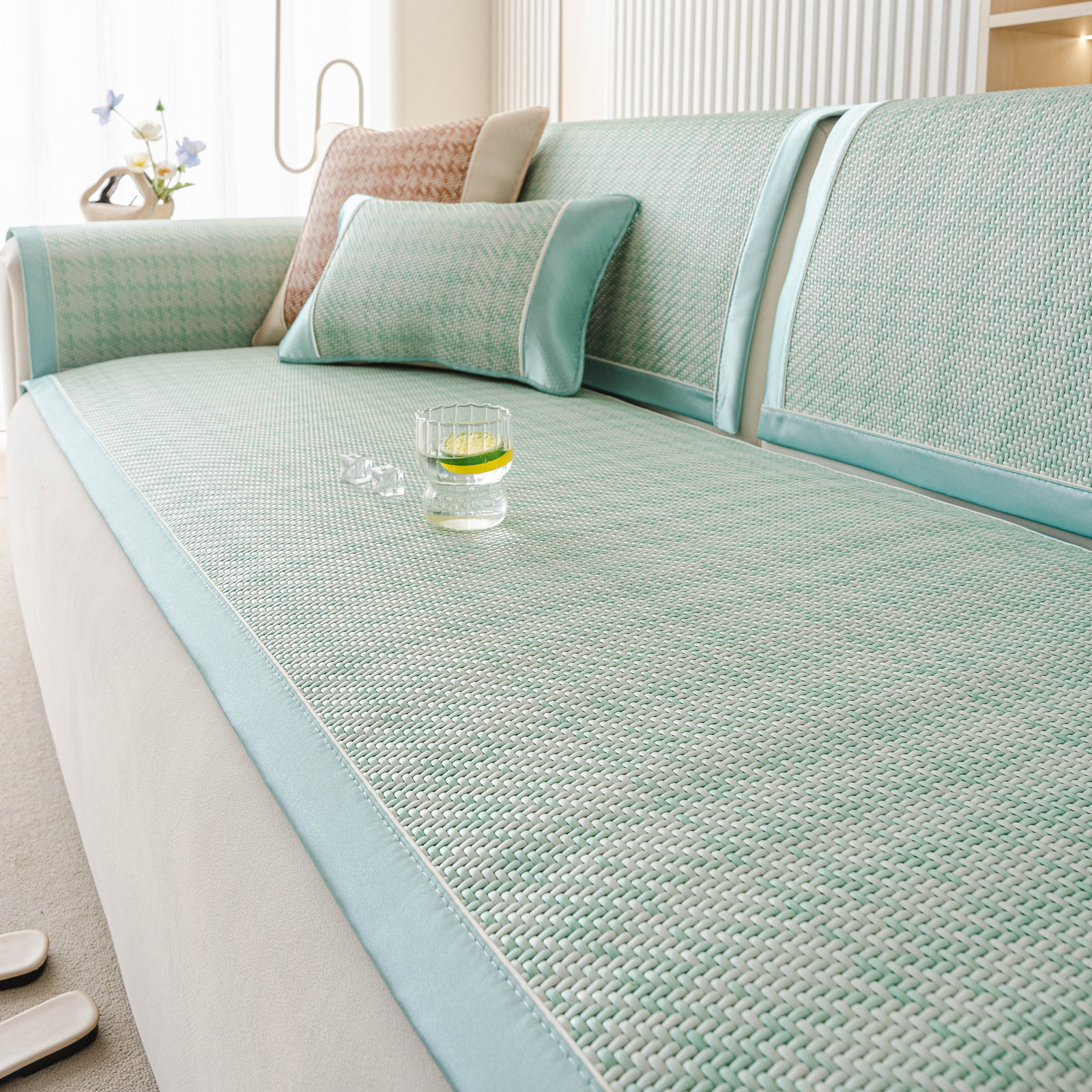 夏季清凉藤席沙发垫防滑直排有绑带沙发坐垫冰丝凉席沙发套罩凉垫,居家布艺,沙发垫,淘宝优惠券,粉丝福利购,淘宝优惠卷