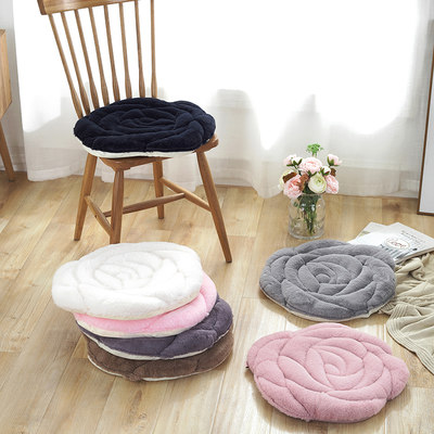 韩式风毛绒玫瑰花保暖地板椅子垫