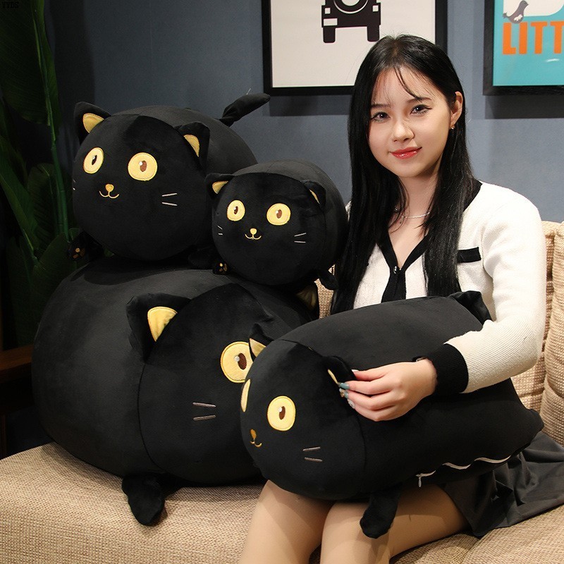 布娃娃公仔黑色可爱毛绒玩具黑猫枕新款软萌抱礼物小猫咪玩偶