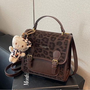 小C&K小众豹纹包包女2025新款双肩包学院风上课通勤小书包