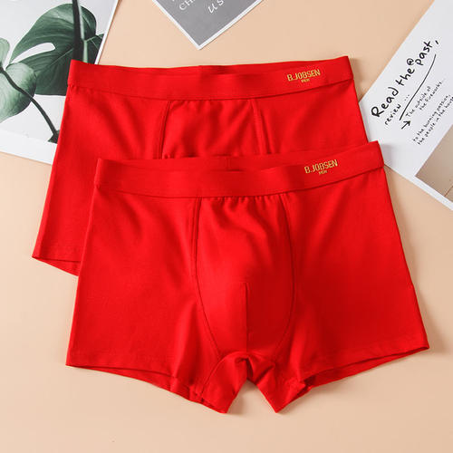 2021年新款红色平角裤纯棉喜庆