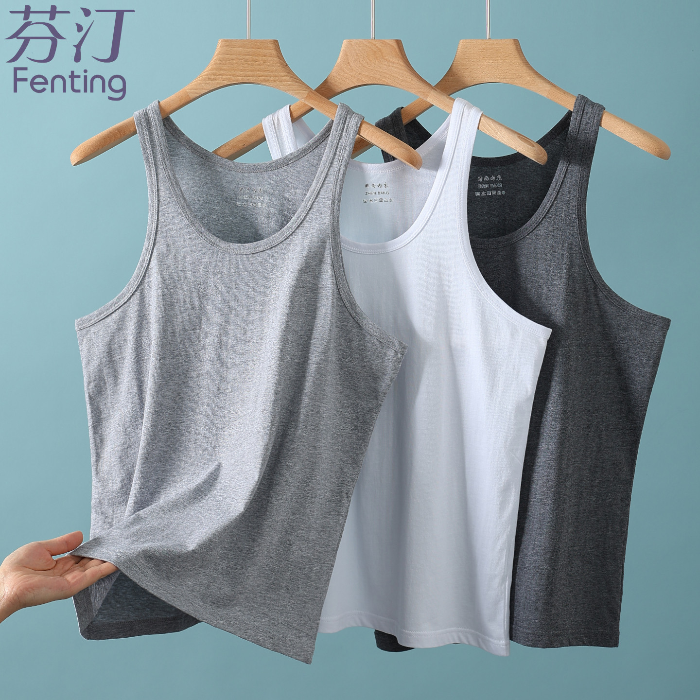 中老年人纯棉白色背心男士夏季大码运动健身跨栏老头全棉爸爸汗衫