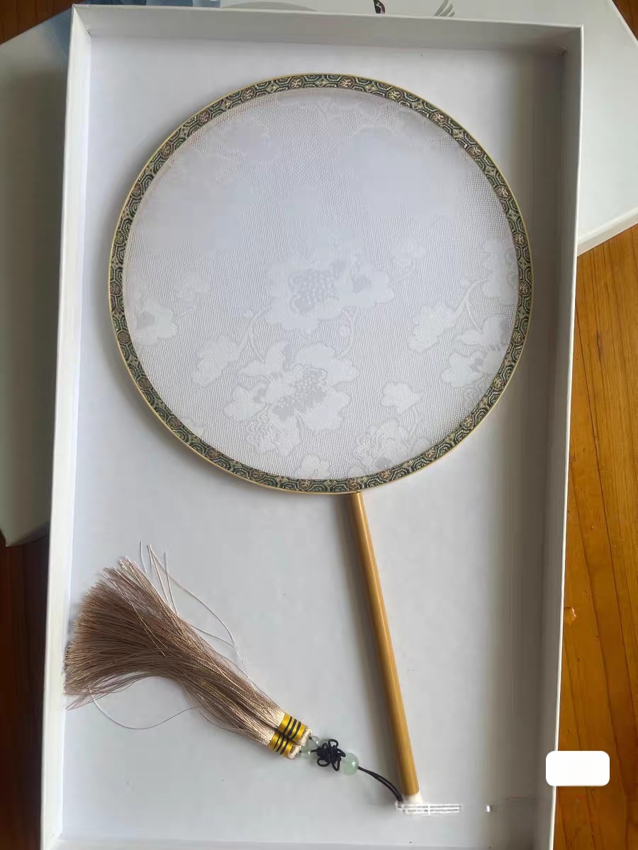 真丝花罗团扇子牡丹花开法绣刺绣苏绣团扇手工DIY拍照扇子挡脸扇