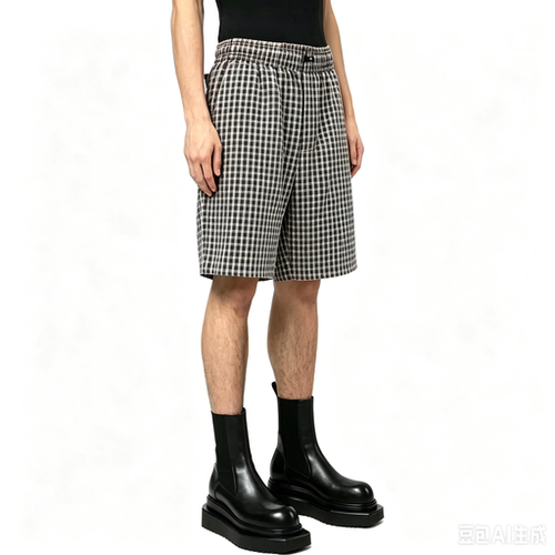 自主VT新款刺绣小Logo格子复古宽松百搭五分男女夏季休闲短裤潮流