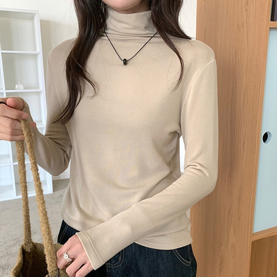 安婷露天丝醋酸羊毛打底衫女纯色高领秋冬上衣修身百搭半高领针织