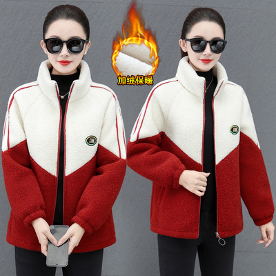 中老年女妈妈装颗粒绒加绒外套