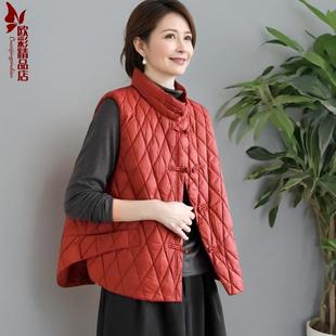 保暖百搭背心 文艺复古民族风盘羽绒棉服马甲新款 妈妈秋冬新品 时尚