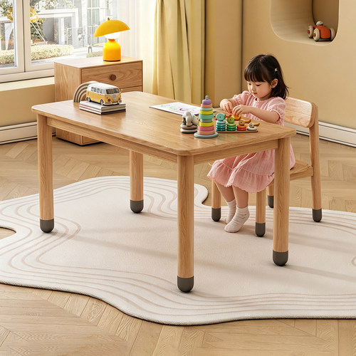 实木手工桌橡胶木儿童学习桌幼儿园现代简约学生写字桌家用玩具桌