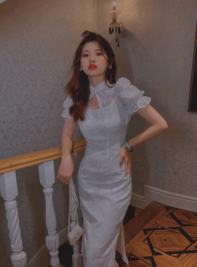 DAC 中式国风复古改良旗袍连衣裙泡泡袖短袖长裙2024春夏季新款女