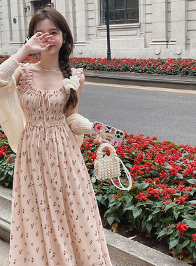 DAC【樱洛小姐】2024夏季新款木耳边收腰显瘦温柔碎花吊带连衣裙
