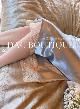 DAC 2024春夏新款高级质感吊带连衣裙蕾丝拼接显瘦A字裙温柔长裙