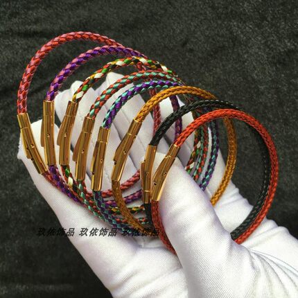 防水钢丝手链男女手环粗款3mm细款2.2毫米穿小孔径珠子替换手绳