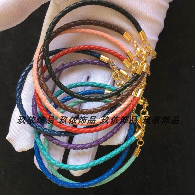 编织皮绳手链3毫米皮质手绳穿串转运珠过年红绳情侣男女款