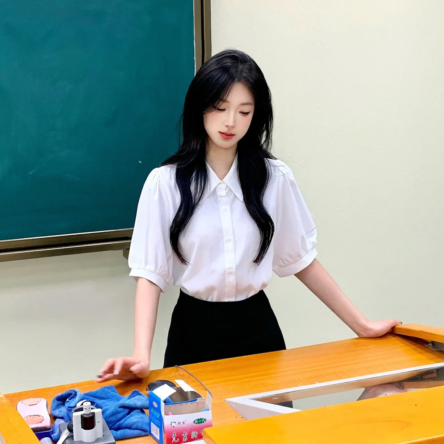 白色职业衬衫女夏季短袖雪纺上衣气质高级感面试正装套装女士衬衣