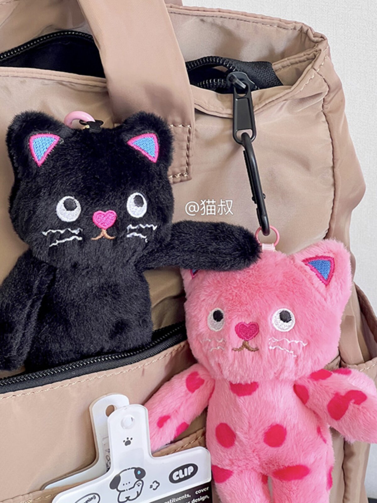 CUTE CARTOON POLKA DOT CAT PLUSH DOLL CREATIVE KEYCHAIN COUPLE GIRLFRIEND BACKPACK CARTOON CAT DOLL ORNAMENT