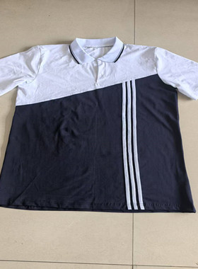 夏季薄款中小学生新款白色短袖拼白色翻领校服休闲宽松短袖可定做